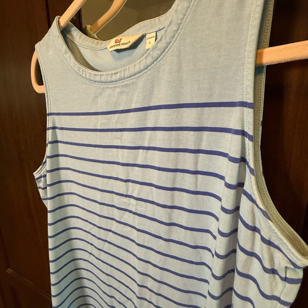 Vineyard Vines Light Blue and Navy Striped Sleeveless Dress - Picture 5 of 6
